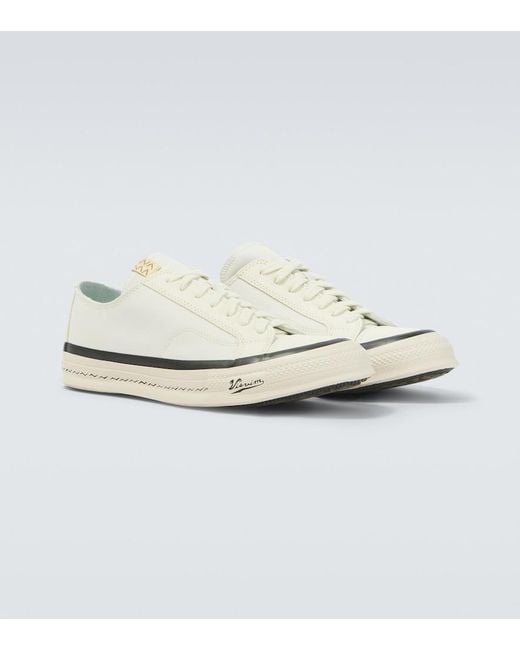 Visvim White Nolan Leather-Trimmed Canvas Sneakers for men