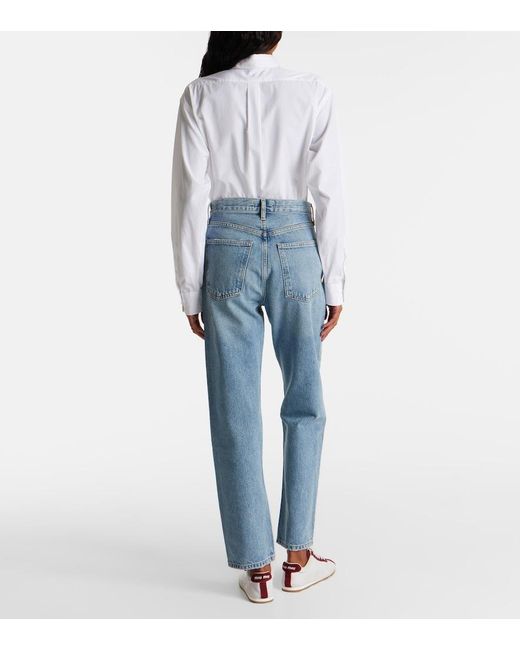 Agolde Blue 90's Pinch Waist High-Rise Straight Jeans