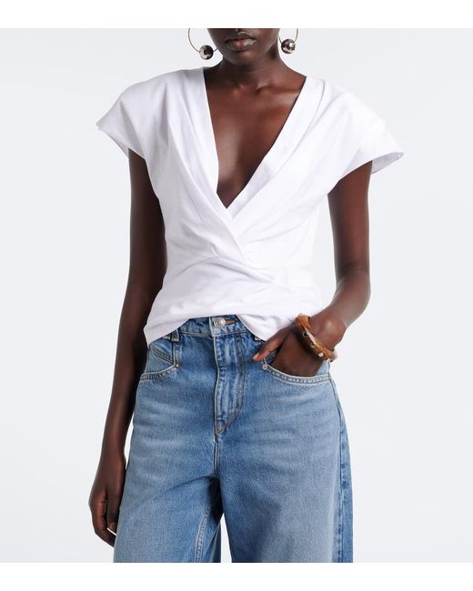 Isabel Marant White Nadrine Cotton Jersey Top