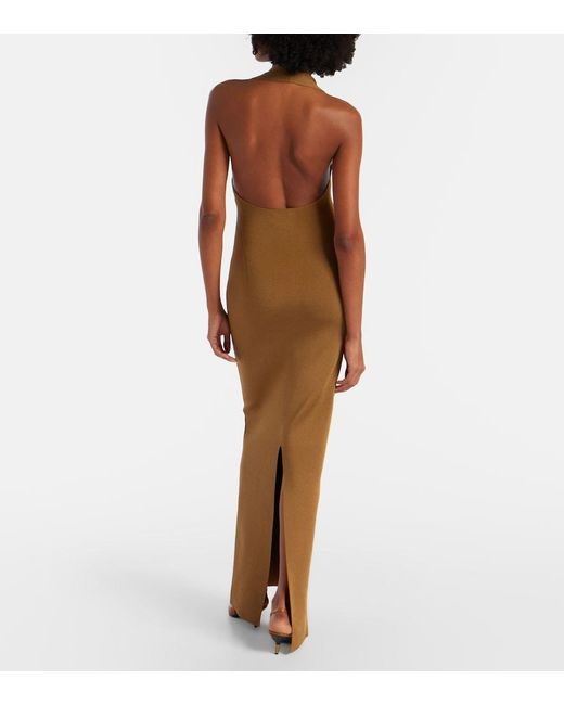 Khaite Brown Mahi Halterneck Maxi Dress