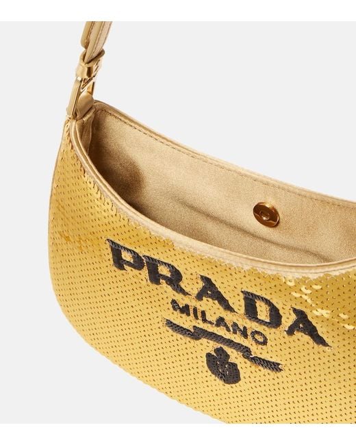 Prada Metallic Cleo Medium Sequined Shoulder Bag