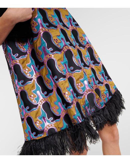 LaDoubleJ Blue La Fenice Feather-Trimmed Minidress