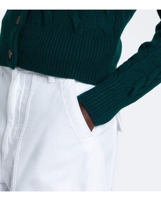 Polo Ralph Lauren Green Cable-Knit Wool And Cashmere Cardigan