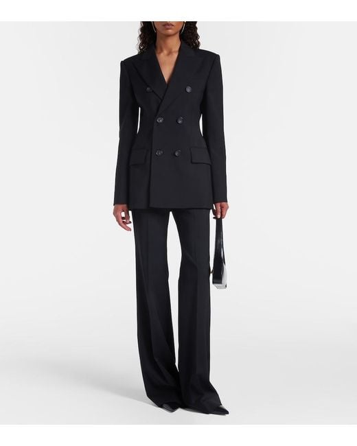 Sportmax Black Adamo Double-Breasted Wool Blazer