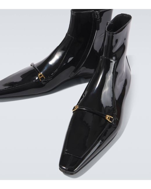 Saint Laurent Black Milton Patent Leather Boots for men