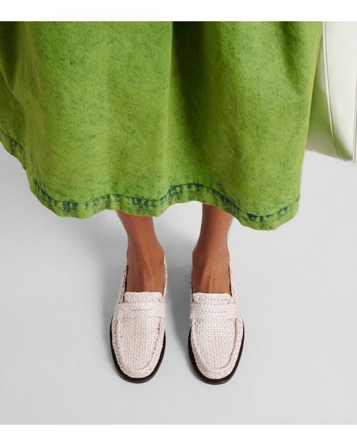 Marni White Woven Leather Loafers