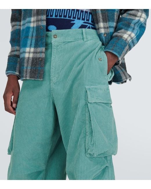 Alanui Green Velvet Corduroy Cargo Pants for men