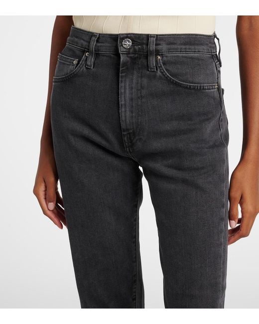 Totême Gray Mid-rise Twisted-seam Straight Jeans