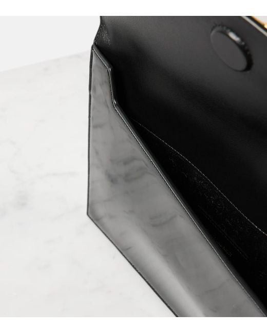 Saint Laurent Black Uptown Beutel Aus Lackleder