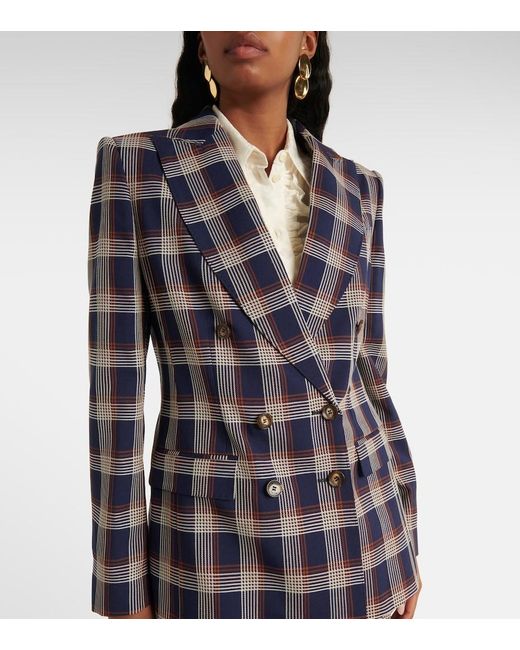 Etro Blue Maxi Check Tweed Jacket