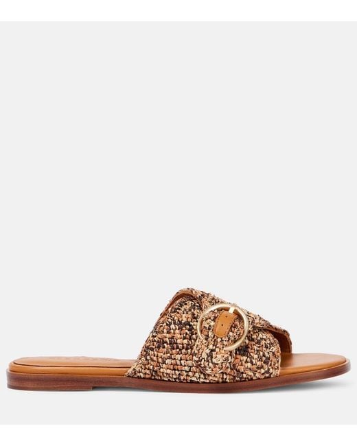 Robert Clergerie Brown Irme Raffia Slides