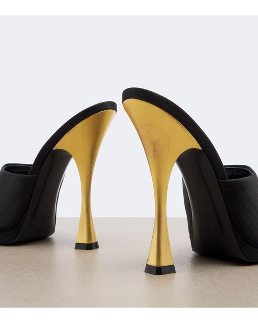 Saint Laurent Black Leon Satin Mules