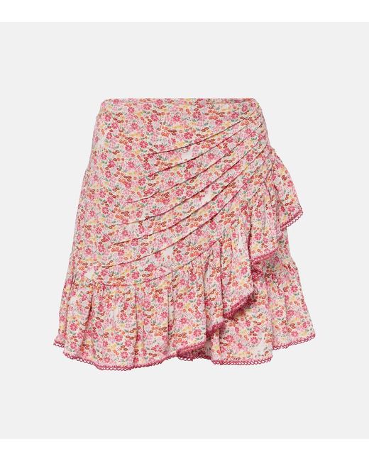 Minifalda Mabelle fruncida floral Poupette de color Pink