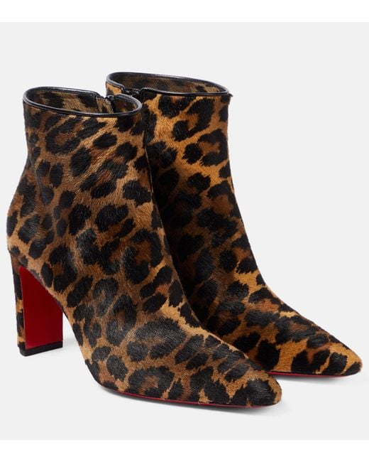 Christian Louboutin Suprabooty 85 Leopard-print Ankle Boots in Brown | Lyst