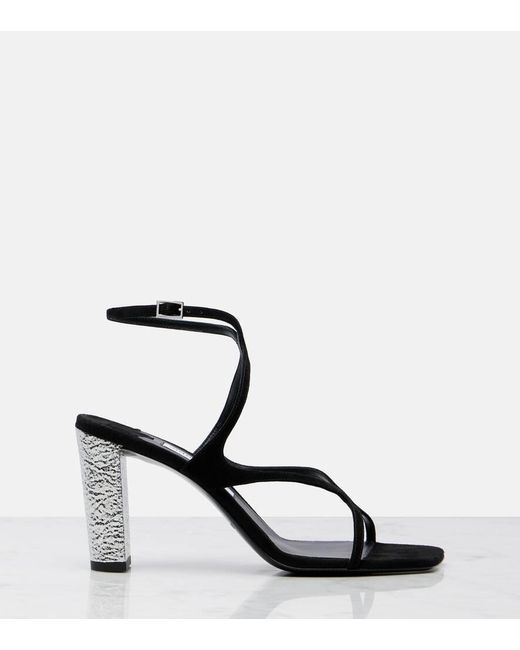 Jimmy Choo Black Azie 85 Embellished Suede Sandals