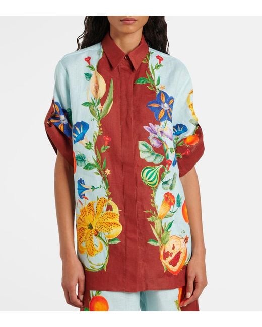 ALÉMAIS Multicolor Dahlia Floral Linen Shirt