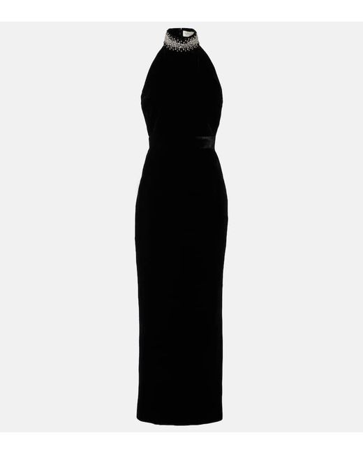 The New Arrivals Ilkyaz Ozel Black Hemingway Halterneck Silk Maxi Dress