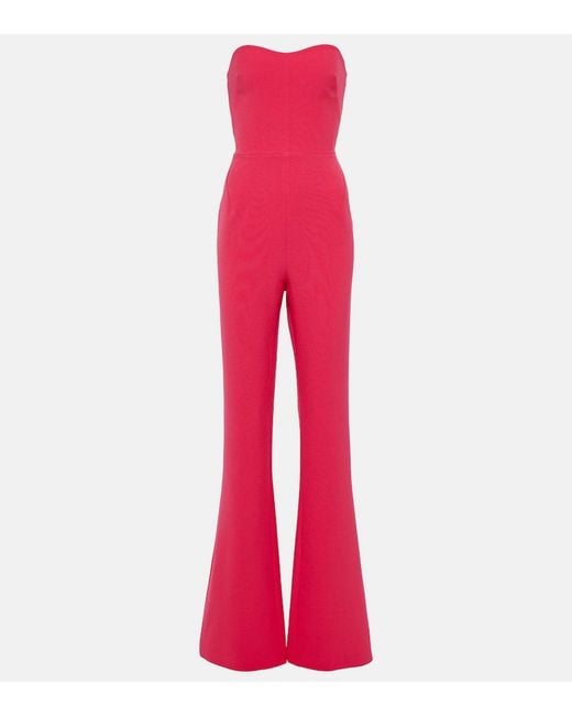 Safiyaa Red Immie Strapless Crepe Jumpsuit