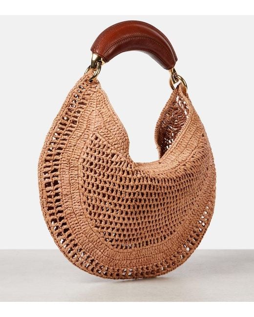 Chloé Brown Summer Banana Raffia-Effect Shoulder Bag