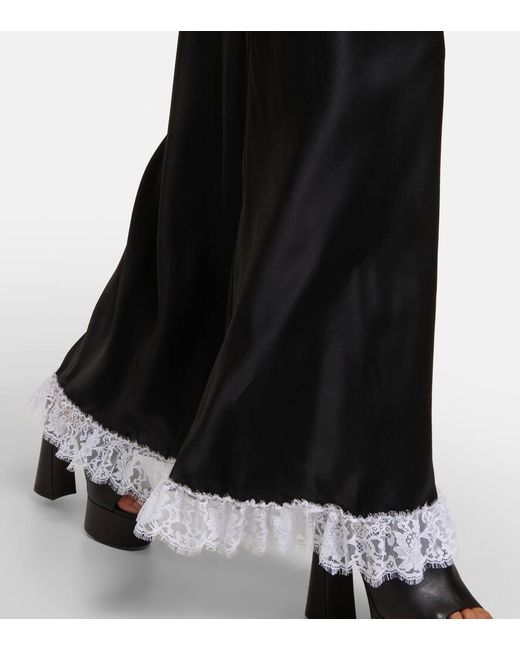 Vestido largo de seda con encaje Rodarte de color Black