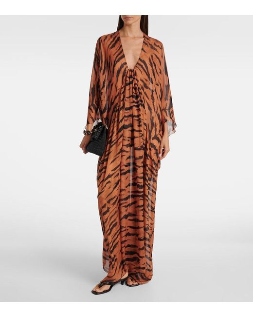 Adriana Degreas Brown X Sabine Getty Printed Silk Kaftan
