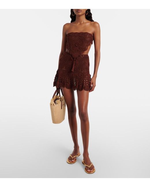 Anna Kosturova Purple Crochet Cotton Miniskirt