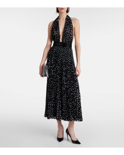 Dolce & Gabbana Black Polka-dot Chiffon Midi Dress