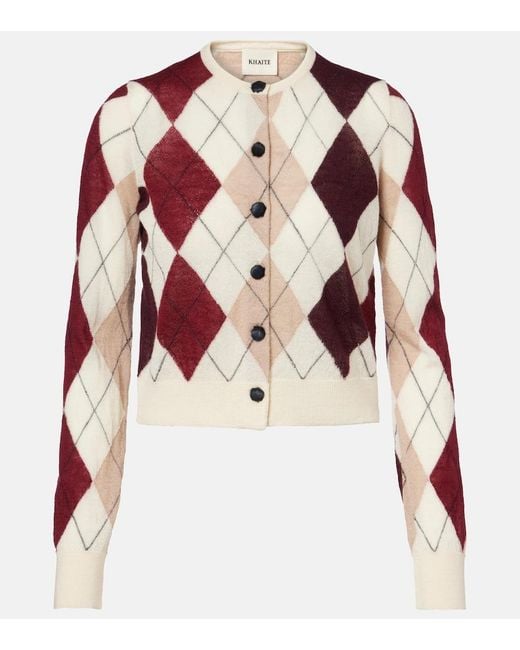 Khaite Pink Charli Argyle Cashmere And Mohair Cardigan