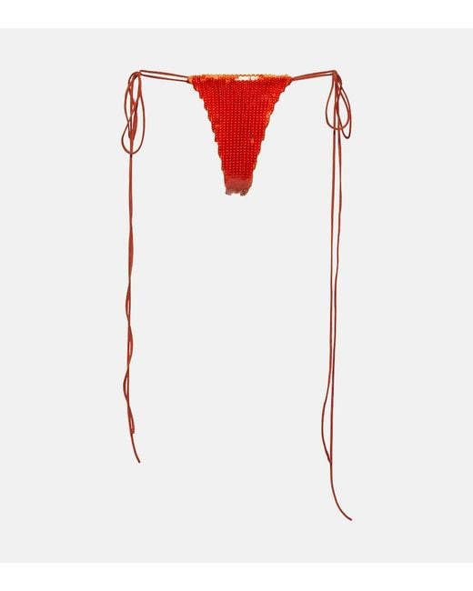 LAQUAN SMITH White Sequined Side-Tie Panties
