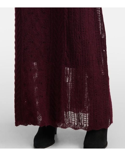 Ulla Johnson Purple Kassia Open-Knit Wool-Blend Maxi Dress