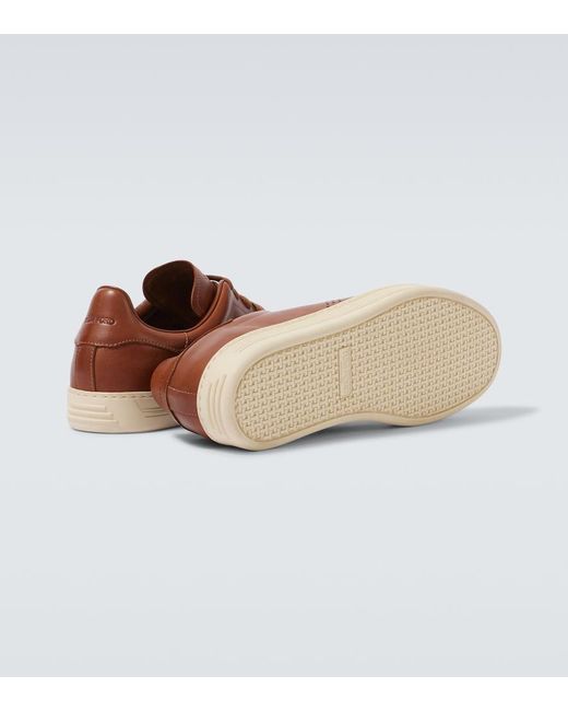 Tom Ford Brown Warwick Perforated Leather Sneakers for men