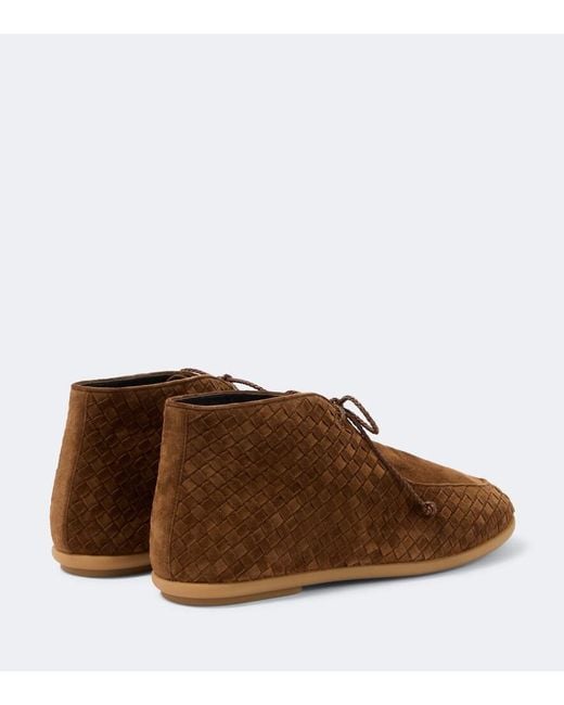 Bottega Veneta Brown Intrecciato Suede Desert Boots for men