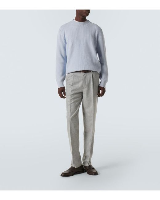 Zegna Blue Cashmere Sweater for men