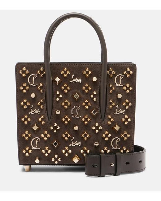 Christian Louboutin Brown Paloma Small Embellished Suede Tote Bag