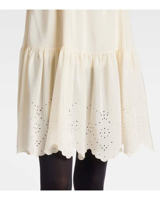 Chloé Natural Lace-Trimmed Silk Minidress