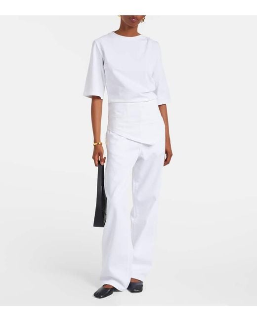 Rohe White Gathered Cotton Jersey T-Shirt