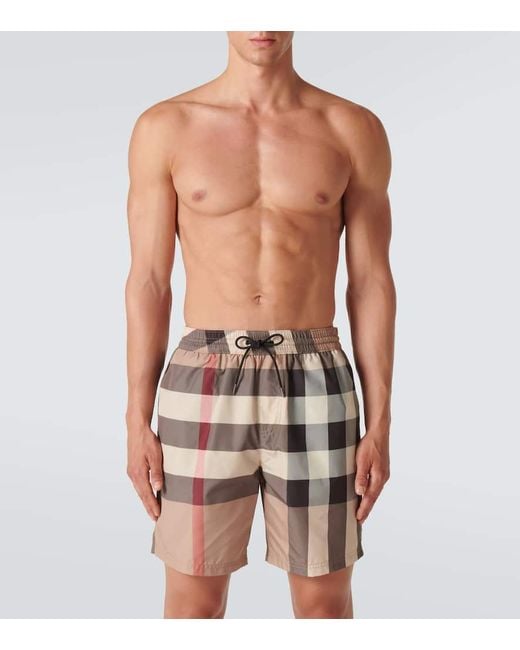 Burberry Natural Men's Guildes Vintage Check Swim Shorts for men
