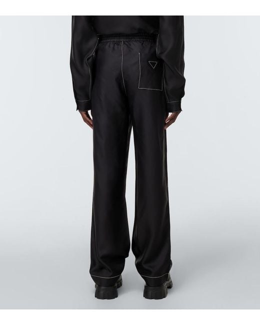 Prada Black Silk Pants for men