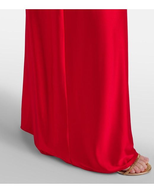 Max Mara Red Oggetti Ruched Halterneck Bustier Gown