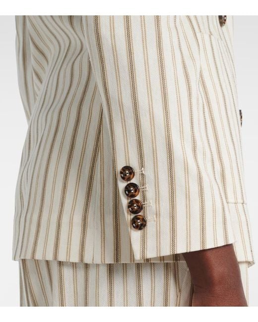 Blazer Pensile Raye En Coton Et Lin Max Mara en coloris Natural