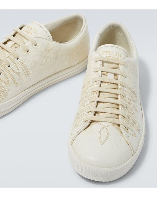 Prada Sneakers Aus Leder in White für Herren