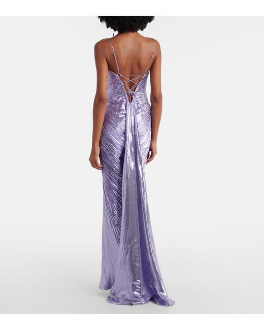 Maria Lucia Hohan Purple Sara Silk-Blend Bustier Gown