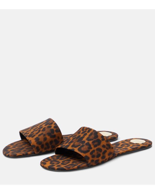 Saint Laurent Brown Carlyle Leopard-print Satin Sandals