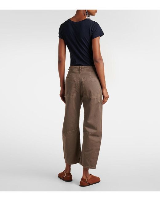 Velvet Brown Alexis Cotton Twill Barrel-Leg Pants
