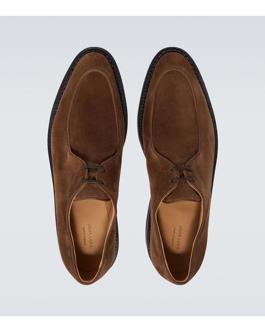John Lobb Brown Ted Suede Oxford Shoes for men
