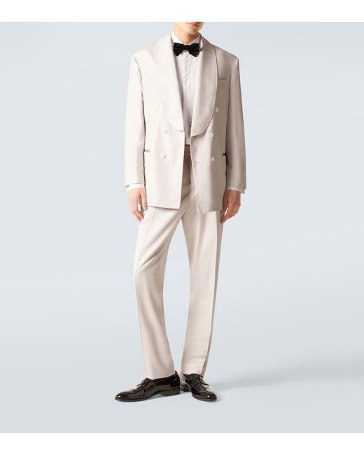 Brunello Cucinelli Natural Silk Straight Pants for men