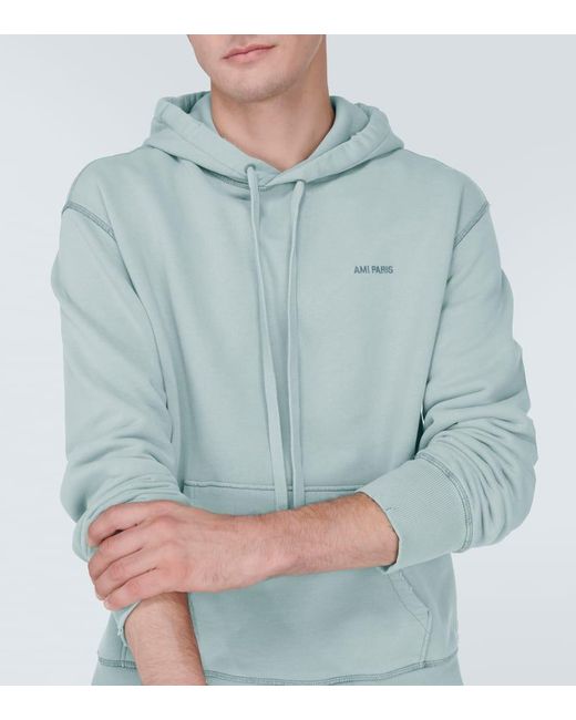 Sudadera Con Capucha De Algodon Con Logo AMI de hombre de color Blue