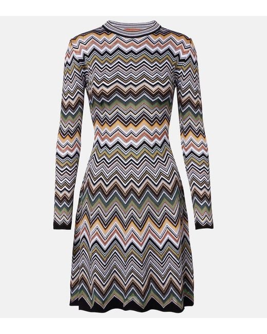 Abito Corto A Zig-Zag di Missoni in Gray