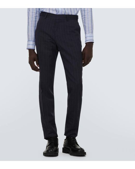 Dries Van Noten Blue Pinstripe Cotton-Blend Suit for men