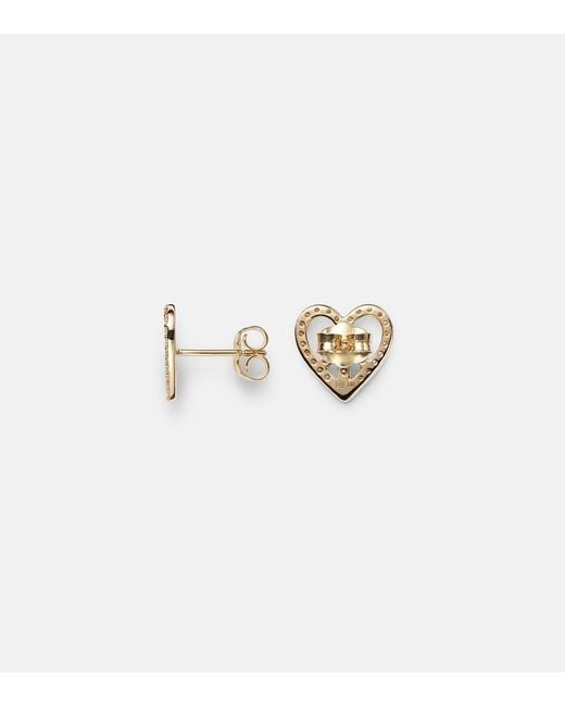 Sydney Evan Metallic Peace Heart 14kt Gold Earrings With Diamonds